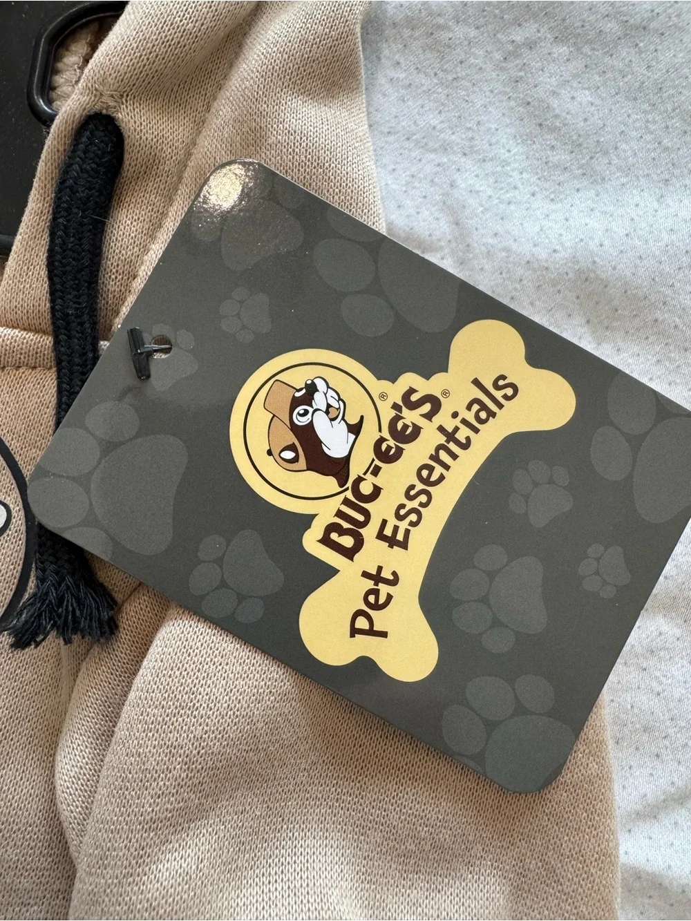 Buc-ee’s Beige / Tan Dog Hoodie with Cartoon Pup Patch Size S